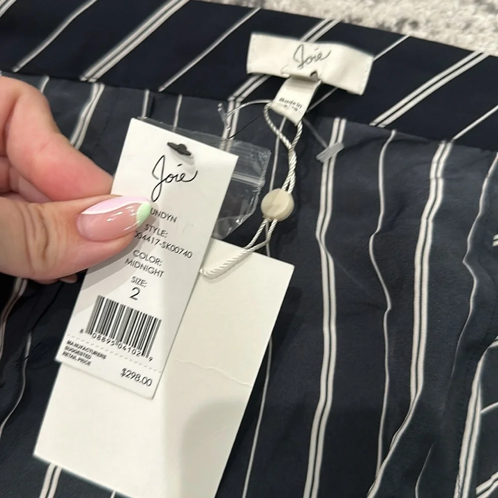 Joie navy blue and white stripped wrap around midi skirt